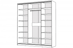 Шкаф-купе 2-х дверный Народная мебель Виктория 2000х584х2300, Белый 20ДЗДЗ-ПППП-Б 310-1263