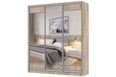 Шкаф-купе 3-х дверный Народная мебель Виктория 2000х584х2300, Дуб сонома светлый 20ДЛЗЛДЗДЛЗЛ-ППШШ-Дсс 310-2608