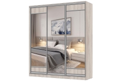 Шкаф-купе 3-х дверный Народная мебель Виктория 2000х584х2300, Ясень шимо светлый 20ДЛЗЛДЗДЛЗЛ-ШШПП-Яшс 310-2683