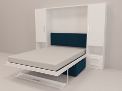 Диван кровать-трансформер Новый век Смарт 1 со шкафами и пуфом 1600 Ясень шимо темный