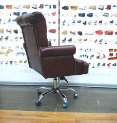 Кресло офисное Gruppo 396 Каст на пятилучье хромированном в натуральной коже бордовое