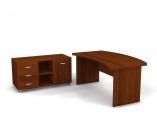 Стол руководителя с тумбой Дэфо Танго СТ9-R16R + ТВ9-04R Орех