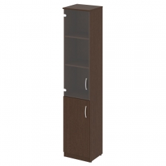 Шкаф высокий узкий левый 1 низкая дверь ЛДСП, 1 средняя дверь стекло Рива NOVA S В.СУ-1.2 L Венге Цаво