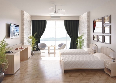 Стол с 2-мя тумбами и бортиком левый Рива LIGHT С-СТ-170 Л Акация Лорка