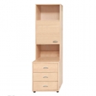 Стеллаж открытый Дэми Modul 4 с тумбой, ящиками и дверкой Клен