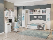 Модульная детская Мебельсон Гламур набор 1 Белый Белый глянец