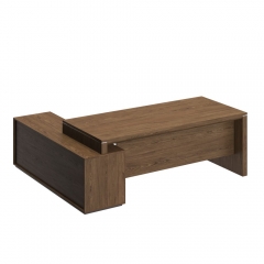 Стол руководителя левый на опорной тумбе Unitex VELAR ВЛ 139 ДТ Дуб табачный