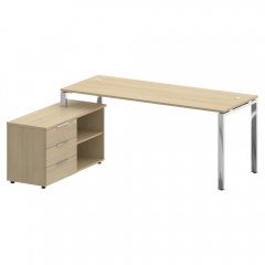 Стол рабочий руководителя с опорной тумбой левый Рива METAL SYSTEM DIRECT БГ.СРТ-5.7 Л Акация Лорка