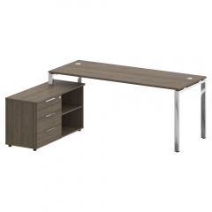 Стол рабочий руководителя с опорной тумбой левый Рива METAL SYSTEM DIRECT БГ.СРТ-5.7 Л Вяз Благородный