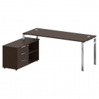 Стол рабочий руководителя с опорной тумбой левый Рива METAL SYSTEM DIRECT БГ.СРТ-5.7 Л Венге Цаво