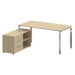 Стол рабочий руководителя с опорной тумбой левый Рива METAL SYSTEM DIRECT БГ.СРТ-4.8 Л Акация Лорка