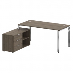 Стол рабочий руководителя с опорной тумбой левый Рива METAL SYSTEM DIRECT БГ.СРТ-4.8 Л Вяз Благородный