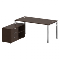 Стол рабочий руководителя с опорной тумбой левый Рива METAL SYSTEM DIRECT БГ.СРТ-4.8 Л Венге Цаво