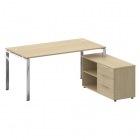 Стол рабочий руководителя с опорной тумбой левый Рива METAL SYSTEM DIRECT БГ.СРТ-4.8 Пр Акация Лорка