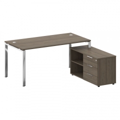 Стол рабочий руководителя с опорной тумбой левый Рива METAL SYSTEM DIRECT БГ.СРТ-4.8 Пр Вяз Благородный
