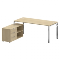 Стол рабочий руководителя с опорной тумбой левый Рива METAL SYSTEM DIRECT БГ.СРТ-5.8 Л Акация Лорка