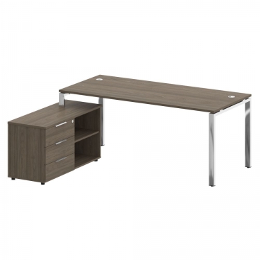 Стол рабочий руководителя с опорной тумбой левый Рива METAL SYSTEM DIRECT БГ.СРТ-5.8 Л Вяз Благородный