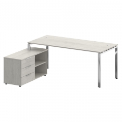 Стол рабочий руководителя с опорной тумбой левый Рива METAL SYSTEM DIRECT БГ.СРТ-5.8 Л Дуб Наварра