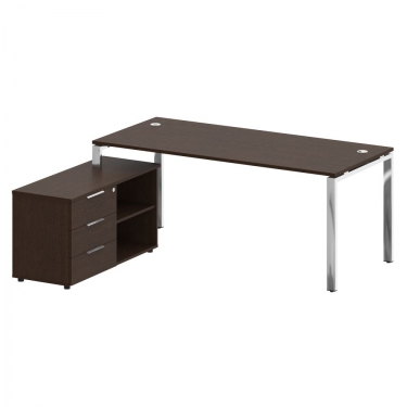 Стол рабочий руководителя с опорной тумбой левый Рива METAL SYSTEM DIRECT БГ.СРТ-5.8 Л Венге Цаво