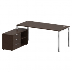 Стол рабочий руководителя с опорной тумбой левый Рива METAL SYSTEM DIRECT БГ.СРТ-5.8 Л Венге Цаво