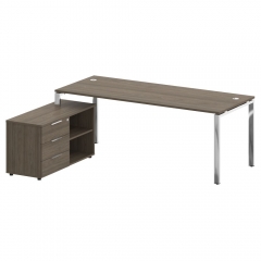 Стол рабочий руководителя с опорной тумбой левый Рива METAL SYSTEM DIRECT БГ.СРТ-6.8 Л Венге Цаво