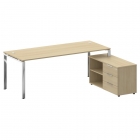 Стол рабочий руководителя с опорной тумбой левый Рива METAL SYSTEM DIRECT БГ.СРТ-6.8 Пр Акация Лорка