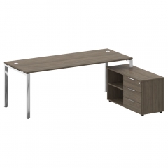 Стол рабочий руководителя с опорной тумбой левый Рива METAL SYSTEM DIRECT БГ.СРТ-6.8 Пр Венге Цаво
