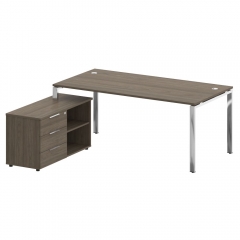 Стол рабочий руководителя с опорной тумбой левый Рива METAL SYSTEM DIRECT БГ.СРТ-5.9 Л Вяз Благородный