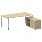 Стол рабочий руководителя с опорной тумбой левый Рива METAL SYSTEM DIRECT БГ.СРТ-5.9 Пр Акация Лорка