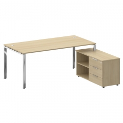 Стол рабочий руководителя с опорной тумбой левый Рива METAL SYSTEM DIRECT БГ.СРТ-5.9 Пр Акация Лорка