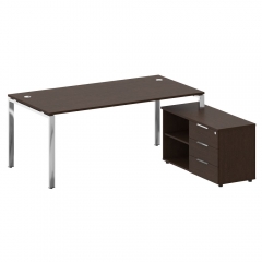 Стол рабочий руководителя с опорной тумбой левый Рива METAL SYSTEM DIRECT БГ.СРТ-5.9 Пр Венге Цаво