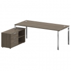 Стол рабочий руководителя с опорной тумбой левый Рива METAL SYSTEM DIRECT БГ.СРТ-6.9 Л Вяз Благородный