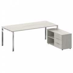 Стол рабочий руководителя с опорной тумбой левый Рива METAL SYSTEM DIRECT БГ.СРТ-6.9 Пр Дуб Наварра