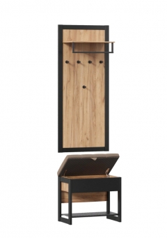 Вешалка с банкеткой Любимый дом Техно ЛД 02 Дуб Золотой Черный