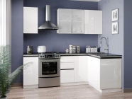 Кухня 2400 угловая Любимый дом Шервуд 6 Белый Белый глянец Черный