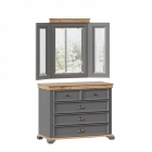 Комод с 5 ящиками Любимый дом с распашным зеркалом Амели Оникс серый