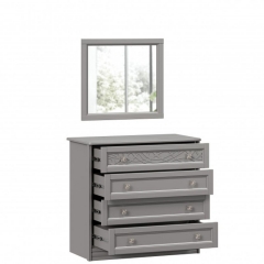 Комод с 4 ящиками Любимый дом с зеркалом Джулия Оникс серый