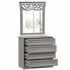 Комод с 4 ящиками Любимый дом с зеркалом ППУ Джулия Оникс серый