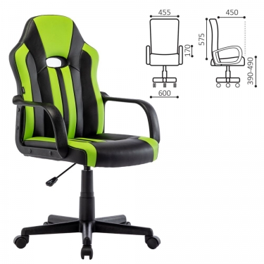 Кресло компьютерное BRABIX BRABIX Stripe GM-202 экокожа Черный-зеленый