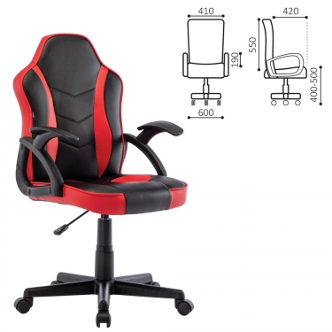 Кресло компьютерное BRABIX BRABIX Shark GM-203 экокожа Черный-красный