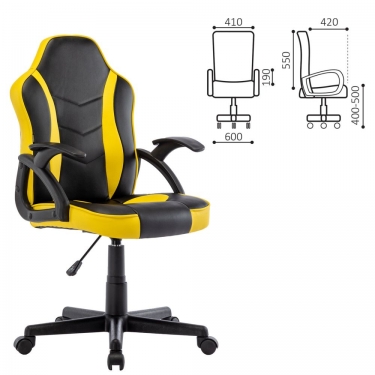 Кресло компьютерное BRABIX BRABIX Shark GM-203 экокожа Черный-желтый