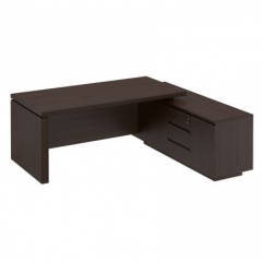 Стол руководителя на опорной тумбе Юнитекс MARK МК 136 левый Орех тоскана