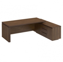 Стол руководителя на опорной тумбе Юнитекс MARK МК 138 левый Орех тоскана