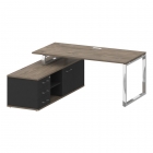 Стол руководителя с опорной греденцией , левый Рива SHIFT SK.SRG-180 L Тиквуд Темный/Антрацит