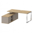 Стол руководителя с опорной греденцией , левый Рива SHIFT SK.SRG-180 L Тиквуд Светлый/Капучино