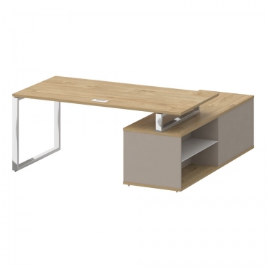 Стол руководителя с опорной греденцией , левый Рива SHIFT SK.SRG-180 L Тиквуд Светлый/Капучино