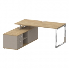 Стол руководителя с опорной греденцией , левый Рива SHIFT SK.SRG-180 L Тиквуд Светлый/Капучино