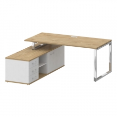 Стол руководителя с опорной греденцией , левый Рива SHIFT SK.SRG-180 L Тиквуд Светлый/Белый Бриллиант