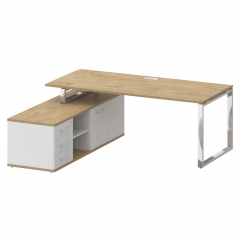 Стол руководителя с опорной греденцией , левый Рива SHIFT SK.SRG-200 L Тиквуд Светлый/Белый Бриллиант