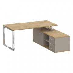 Стол руководителя с опорной греденцией, правый Рива SHIFT SK.SRG-180 R Тиквуд Светлый/Капучино